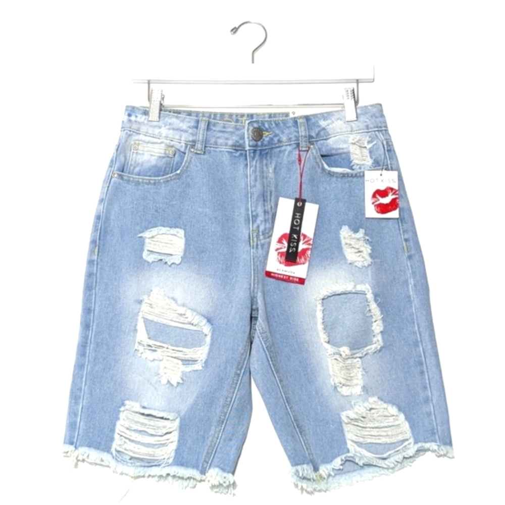 Hot Kiss | Denim | High Rise | Shorts | Distressed | Y2K | Street Wear | Casual